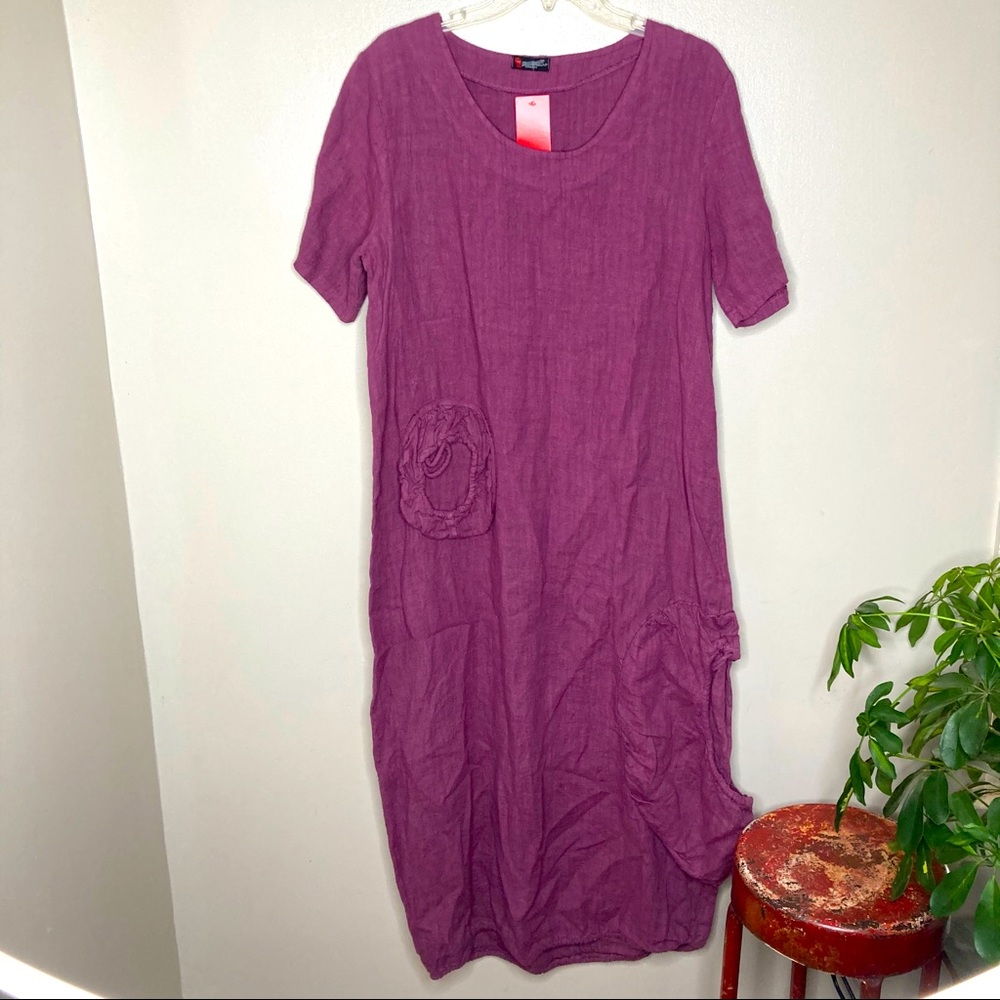 LA Bass Euro Lagenlook Quirky Italian Linen Dress